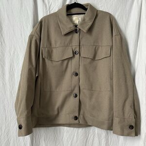 Maeve Anthropologie Knit Trucker Jacket XL Neutral Motif Tan Shacket